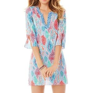 Lilly Pulitzer Courtney Tunic Dress Multi Let Minnow Blue Red Embellished M